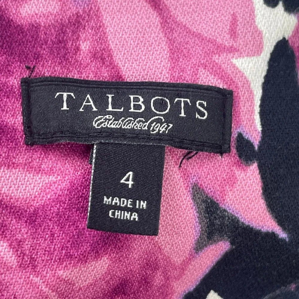 Talbots Sheath Dress Floral Print Size 4 Colorful Professional Office Garden